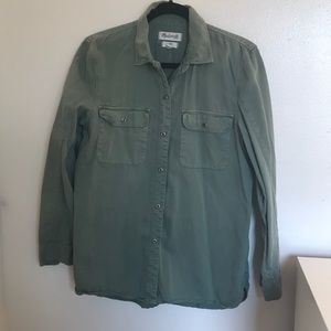 Madewell green button up